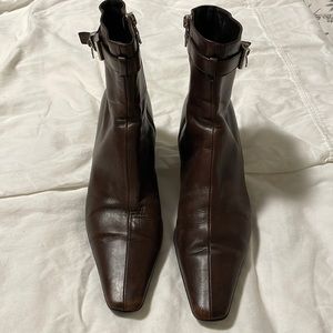 Prada brown leather ankle boots